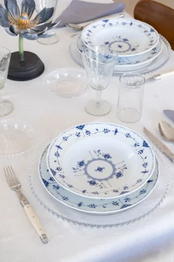 Plato Hondo Crisantemos Azules Co