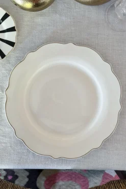 Plato Llano Blanco Con Filo Dorado