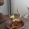 Porta Anillos Gato Dorado