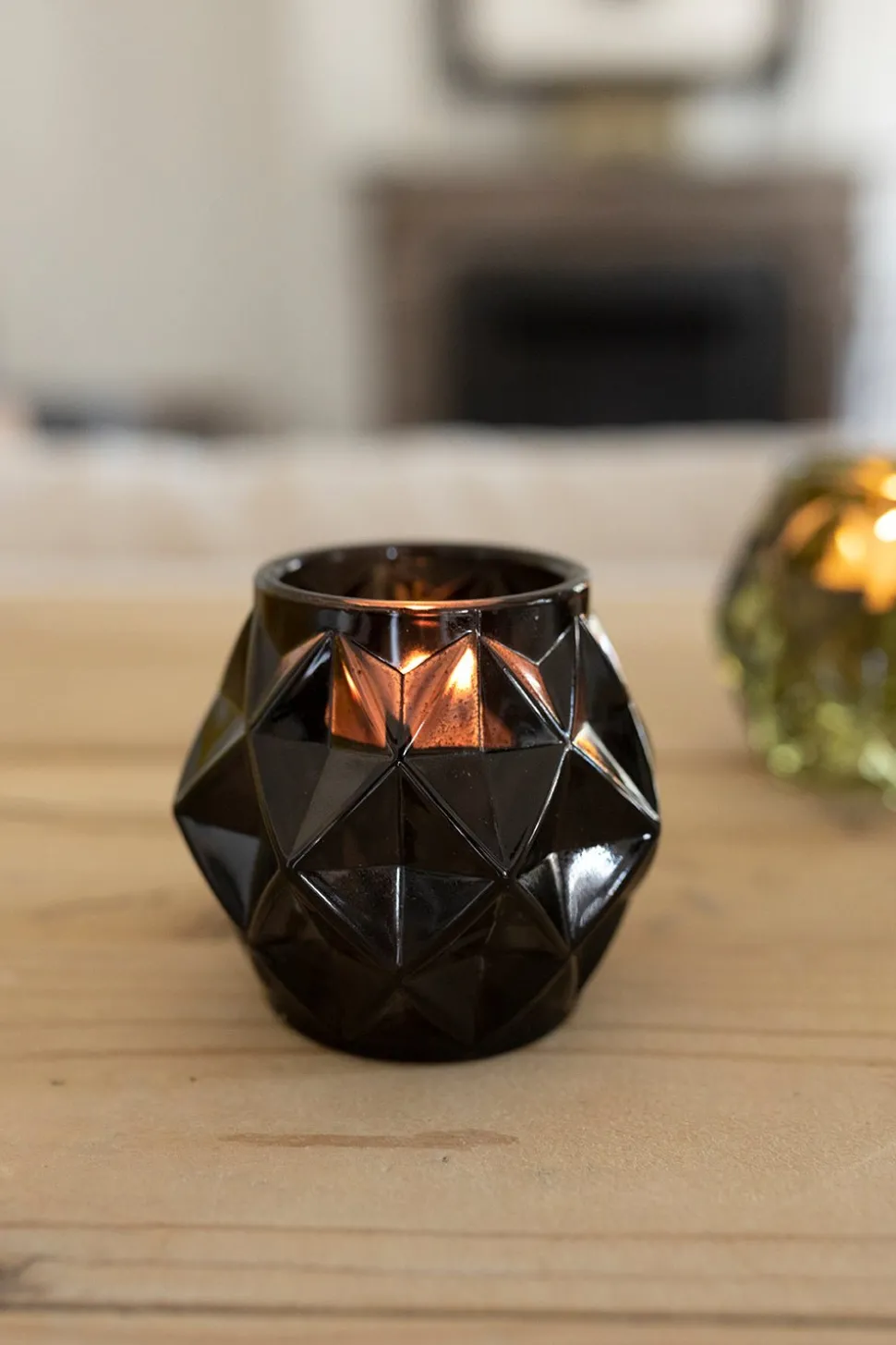 Portavelas Con Diseño De Diamante Negro