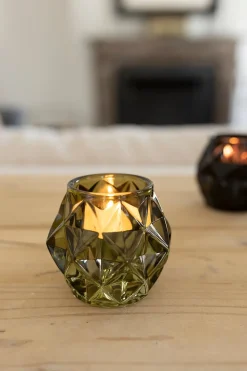 Portavelas Con Diseño De Diamante Verde