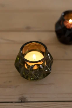 Portavelas Con Diseño De Diamante Verde