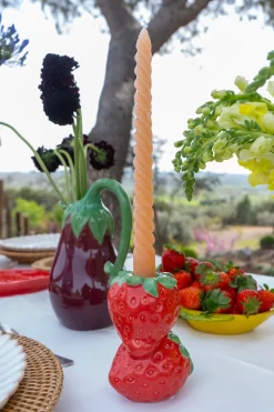 Portavelas Con Diseño De Fresas