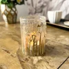 Portavelas Cristal Con Hojas Y Flores