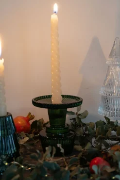 Portavelas De Cristal Con Tapa Con Diseño De Árbol Verde