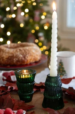 Portavelas De Cristal Con Diseño De Árbol Verde