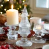 Portavelas De Cristal Con Tapa Con Diseño De Árbol Transparente