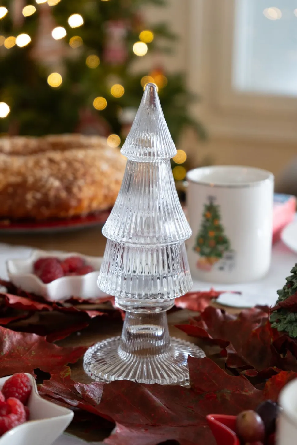 Portavelas De Cristal Con Tapa Con Diseño De Árbol Transparente