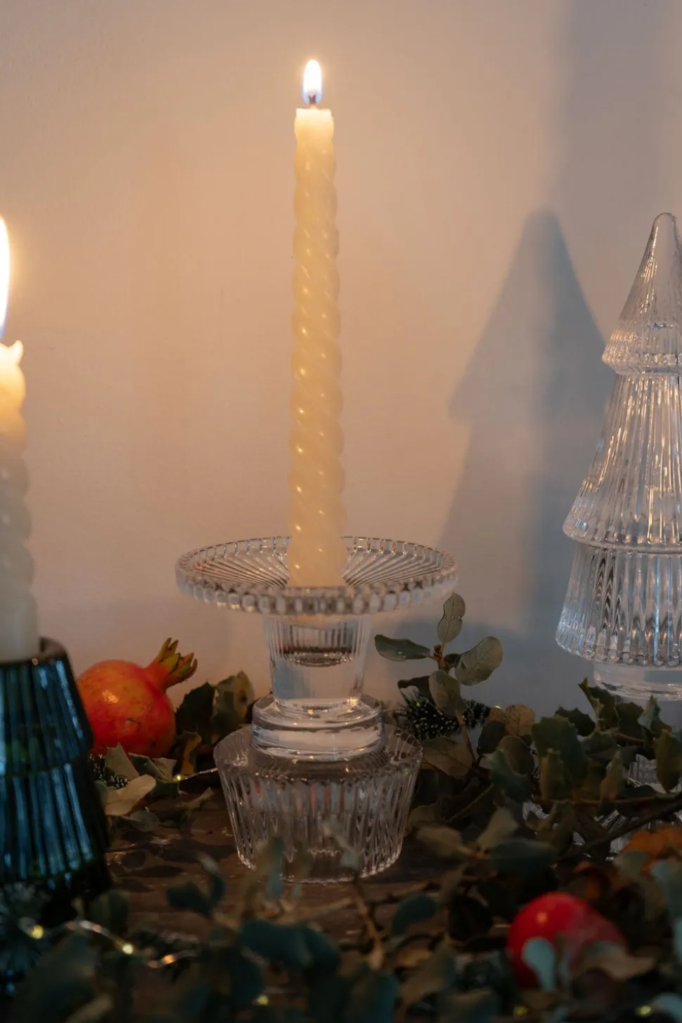 Portavelas De Cristal Con Tapa Con Diseño De Árbol Transparente