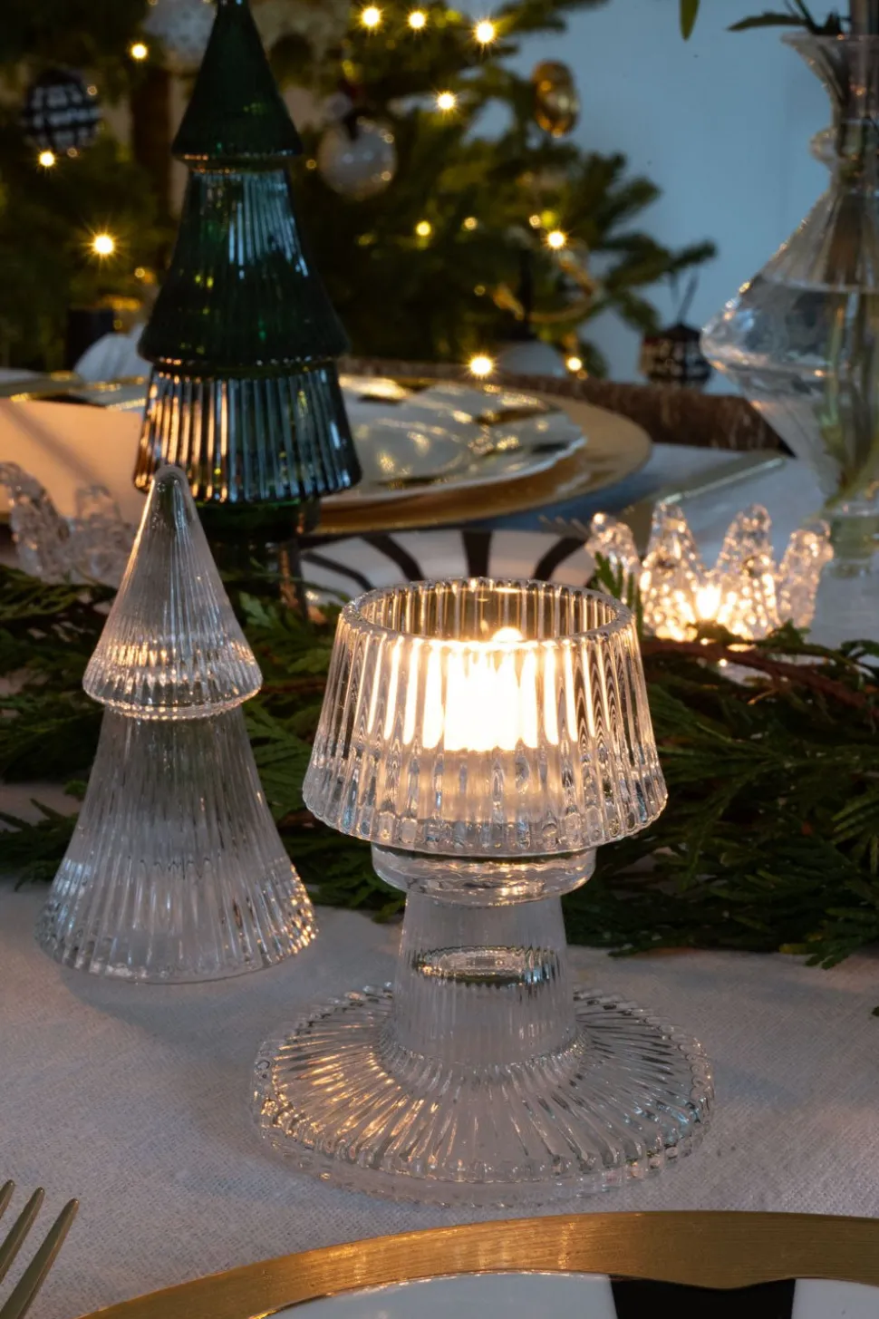 Portavelas De Cristal Con Tapa Con Diseño De Árbol Transparente