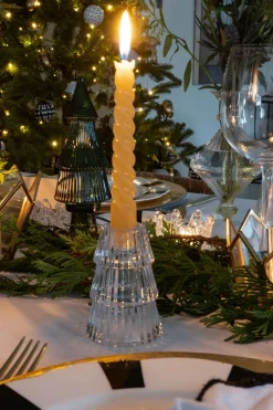 Portavelas De Cristal Con Diseño De Árbol Transparente