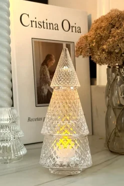 Portavelas Desmontable De Cristal Con Diseño De Árbol Transparente Picos Pequeño