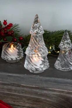 Portavelas Desmontable De Cristal Con Diseño De Árbol Transparente Pequeño