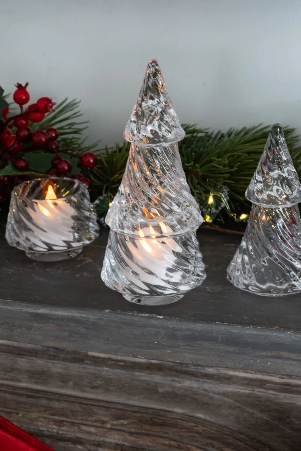 Portavelas Desmontable De Cristal Con Diseño De Árbol Transparente Pequeño