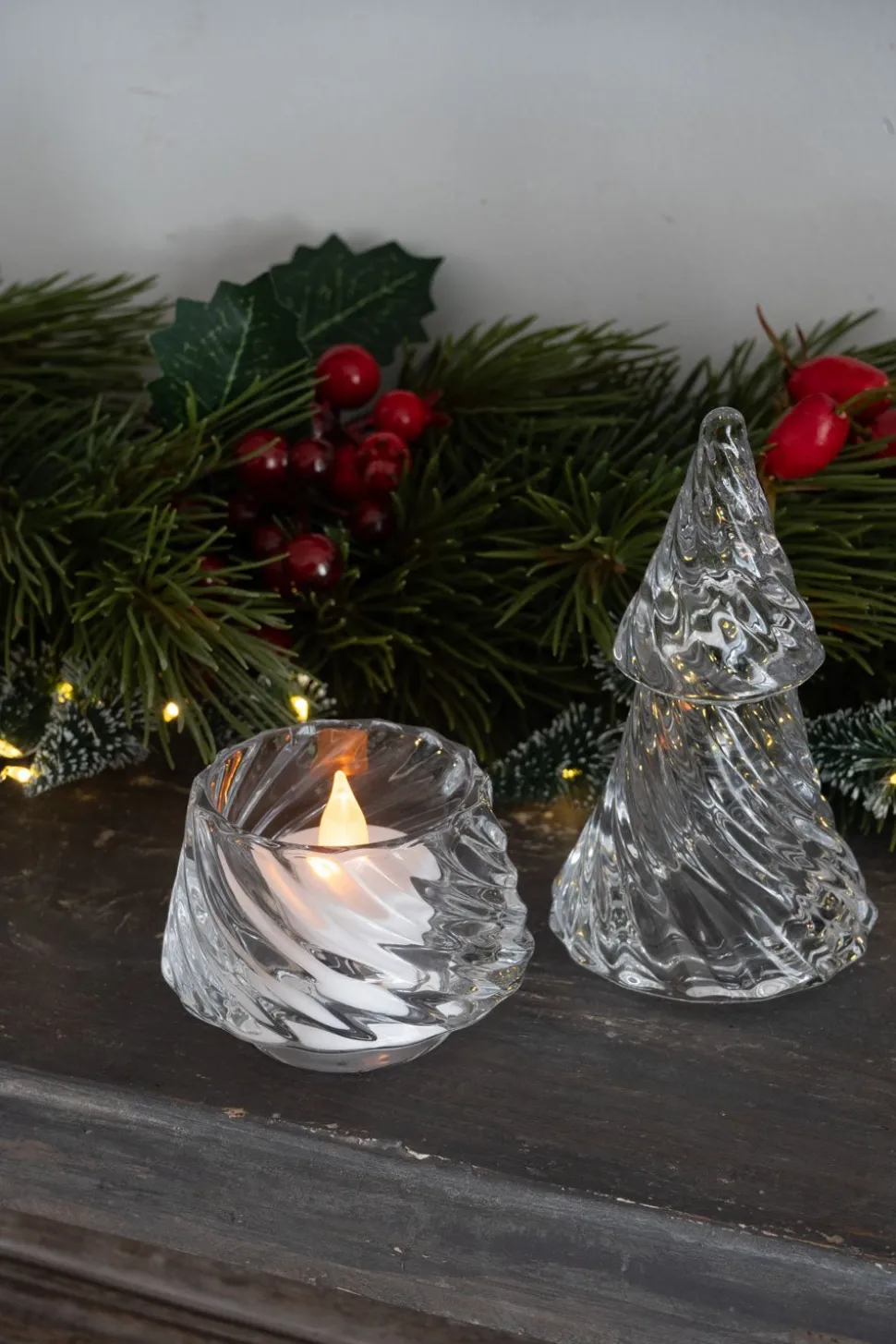 Portavelas Desmontable De Cristal Con Diseño De Árbol Transparente Pequeño