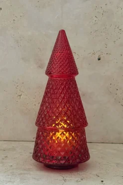 Portavelas Desmontable De Cristal Con Diseño De Árbol Rojo Picos Pequeño
