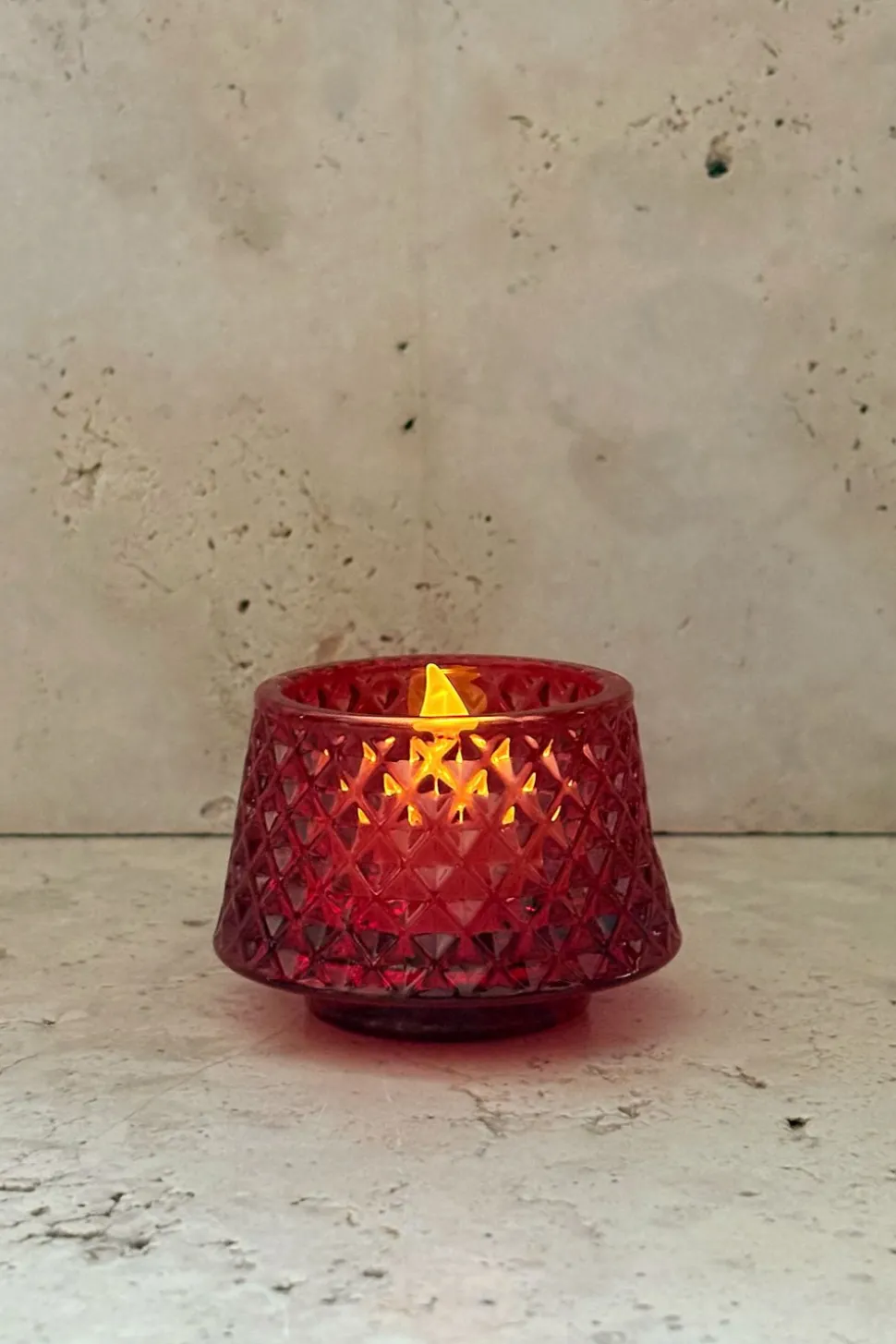 Portavelas Desmontable De Cristal Con Diseño De Árbol Rojo Picos Pequeño