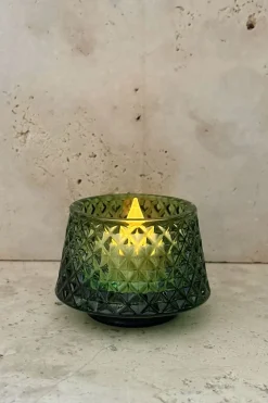 Portavelas Desmontable De Cristal Con Diseño De Árbol Verde Picos Pequeño
