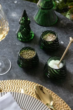 Portavelas Desmontable De Cristal Con Diseño De Árbol Verde Grande