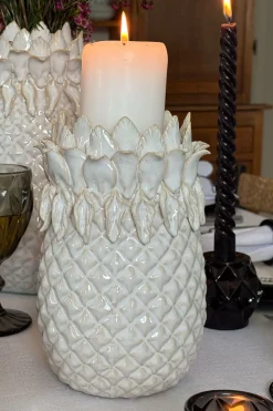 Portavelas Diseño Piña Blanco