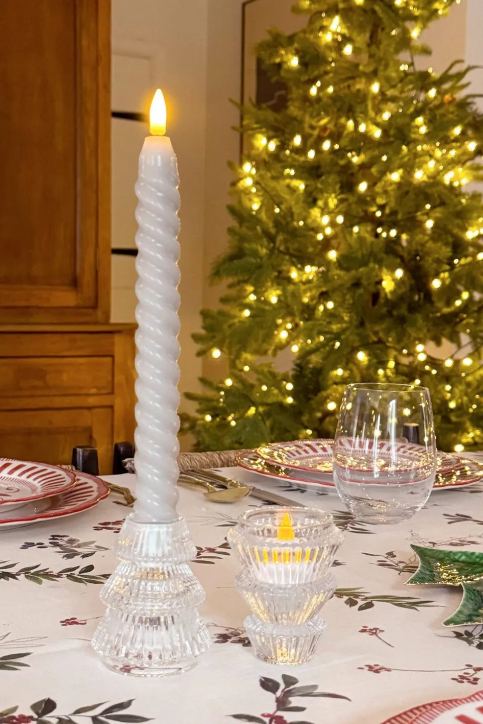 Portavelas Mini De Cristal Con Diseño De Árbol Transparente