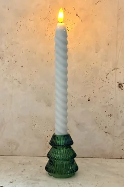 Portavelas Mini De Cristal Con Diseño De Árbol Verde