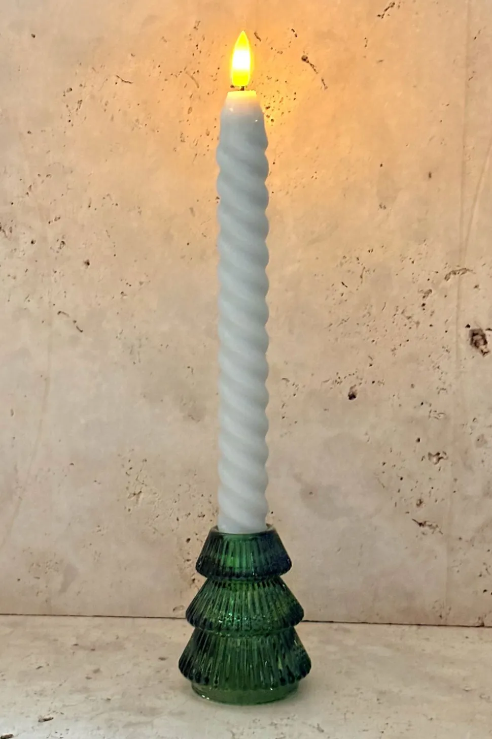 Portavelas Mini De Cristal Con Diseño De Árbol Verde