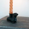 Portavelas Negro Con Diseño De Teckel