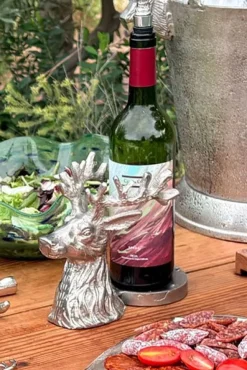 Posa botellas Plateado Con Diseño De Ciervo