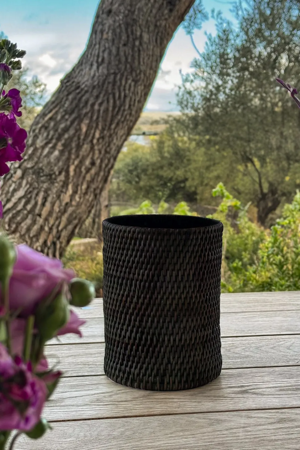 Posa-Botellas De Ratán Negro