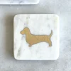 Posavasos Cuadrado De Mármol Blanco Diseño Teckel