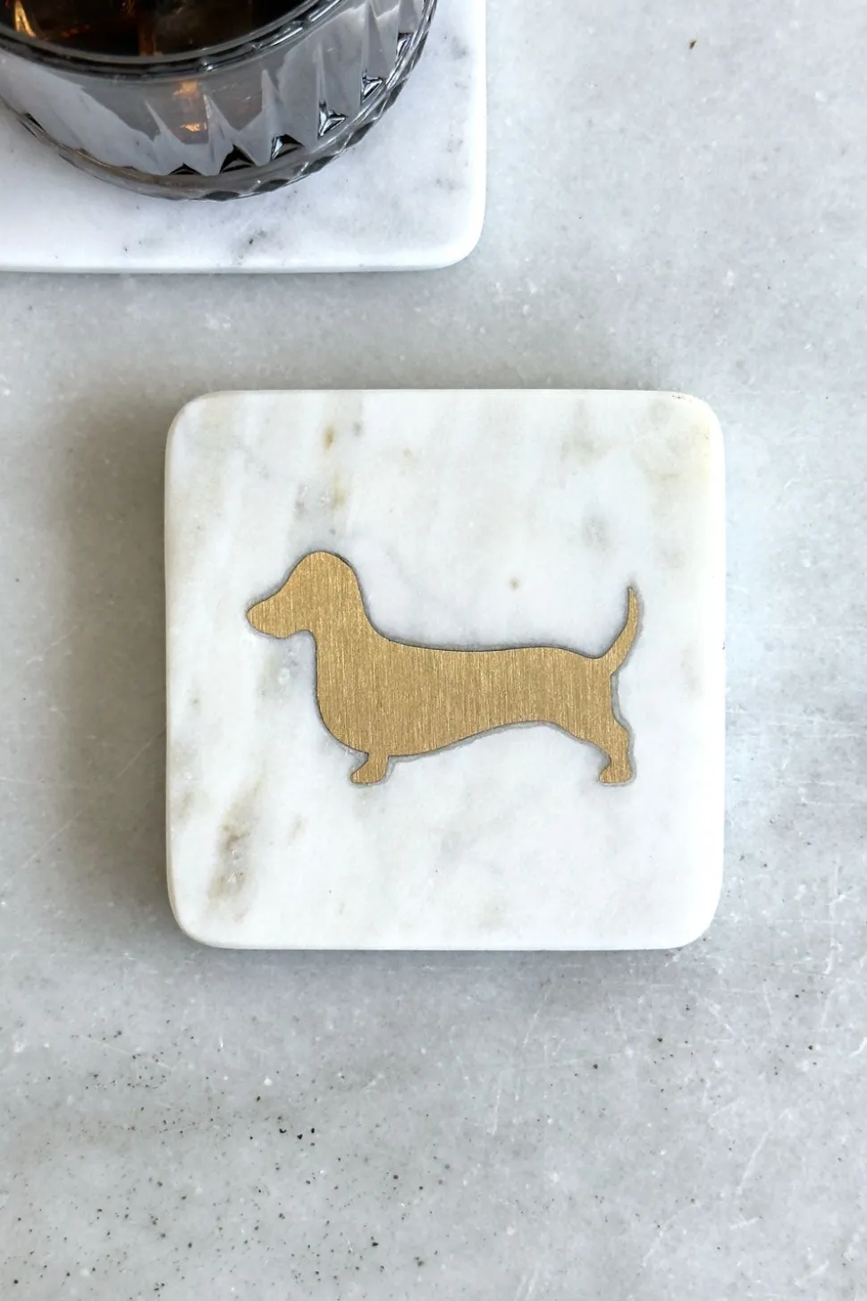 Posavasos Cuadrado De Mármol Blanco Diseño Teckel