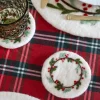 Posavasos De Fieltro Blanco Con Diseño De Corona Con Muérdago