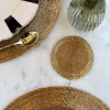 Posavasos Dorado En Dos Tonalidades Bordado Con Cuentas