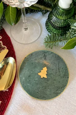 Posavasos Mármol Verde Con Figura De Árbol