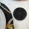 Posavasos Negro Bordado Con Cuentas