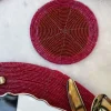 Posavasos Rojo Bordado Con Cuentas