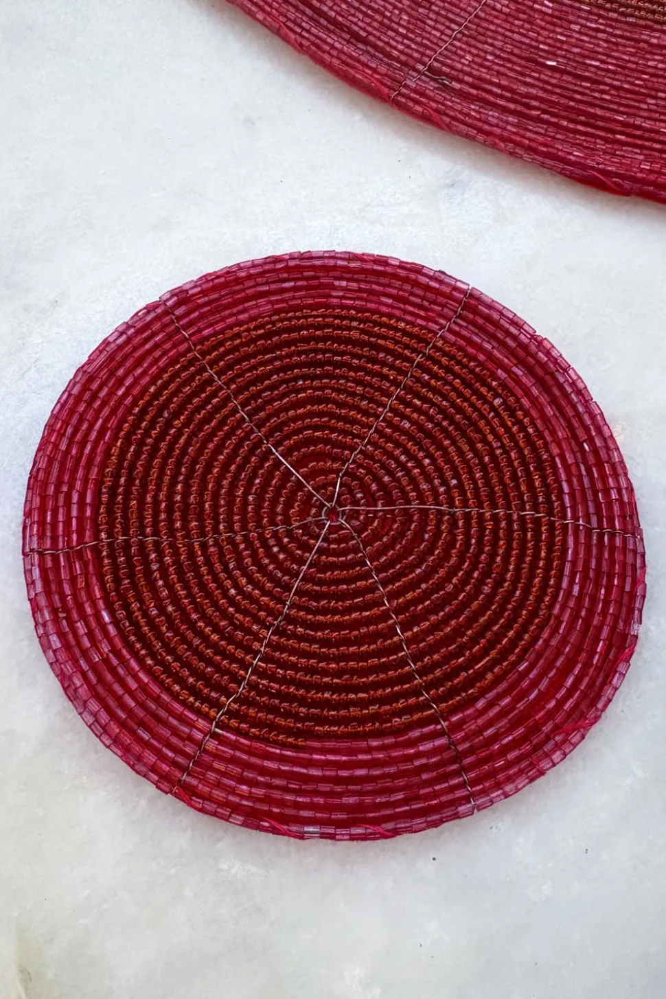Posavasos Rojo Bordado Con Cuentas