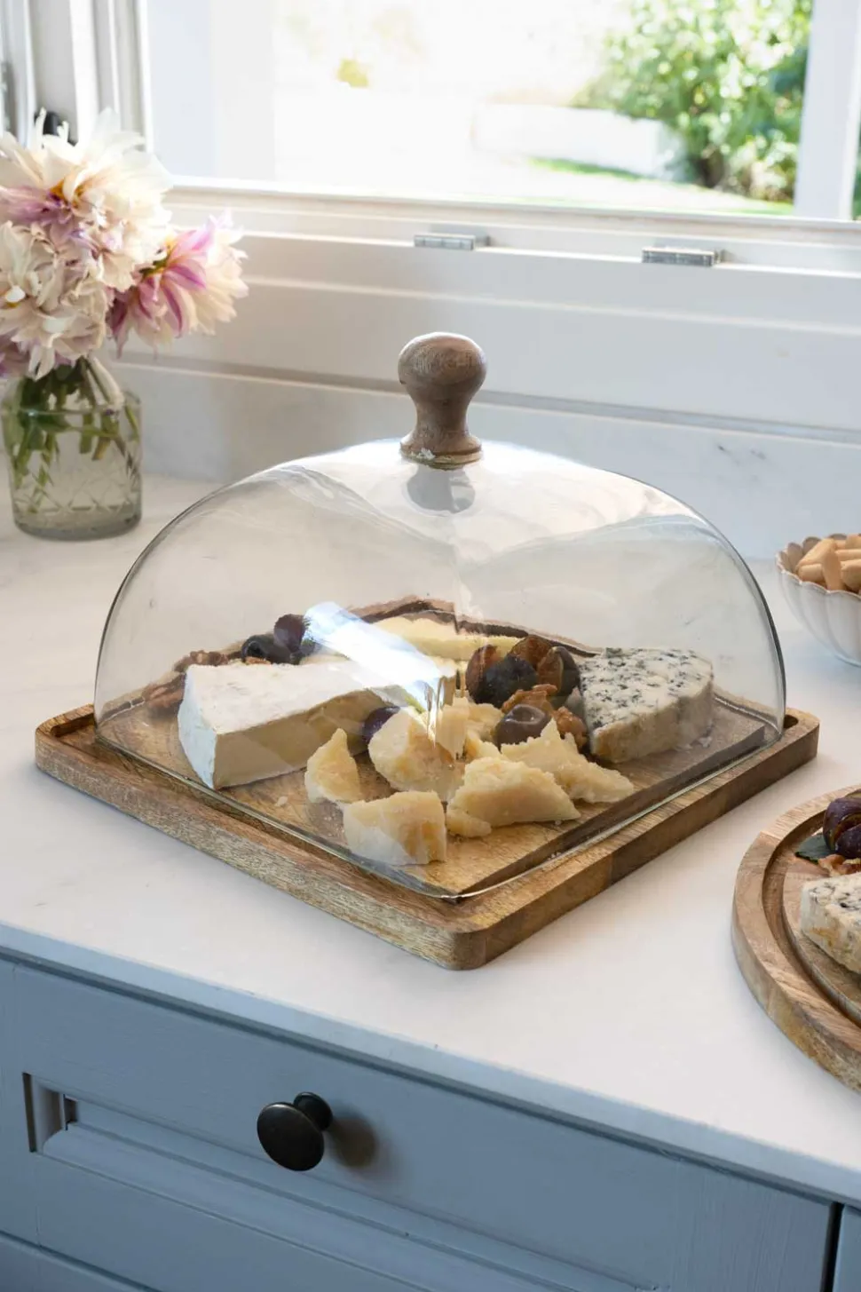 Quesera Cuadrada Con Tapa De Cristal Grande