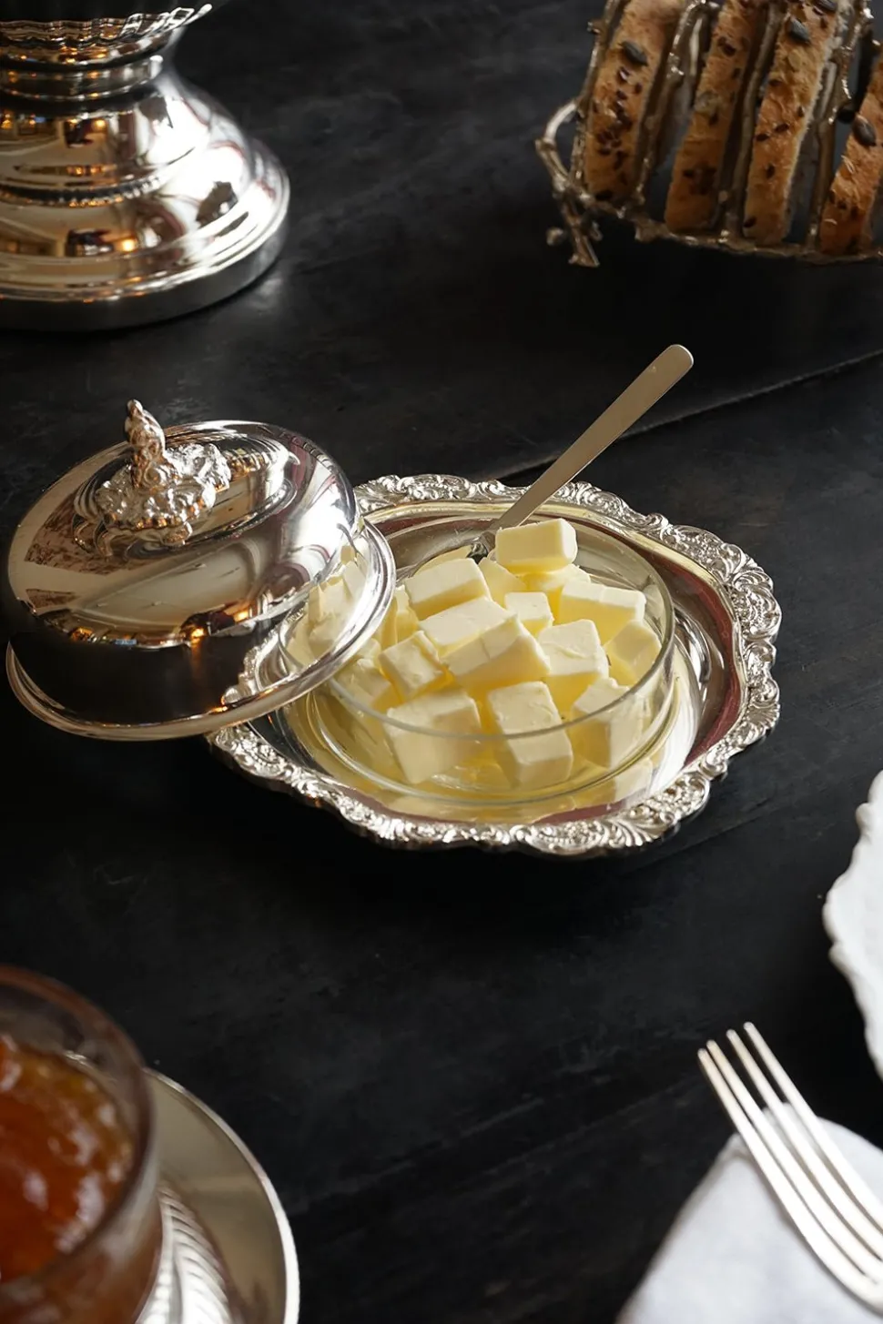 Recipiente De Plata Y Cristal Co