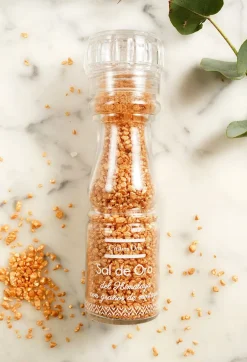 Sal Oro Del Himalaya Con Granos De Mostaza