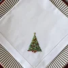 Servilleta Bordada A Mano Con Diseño De Árbol De Navidad