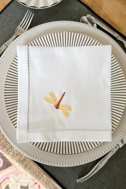 Servilleta Bordada A Mano Con Diseño De Libélula Amarilla