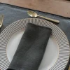 Servilleta De Lino Caqui Con Borde Negro