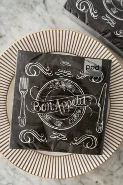 Servilleta Negras "Bon Appetit" Grandes
