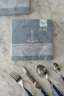 Servilletas Azules Con Diseño De Ancla Grandes