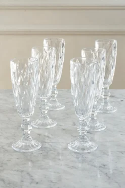 Set 6 Copas Champagne Cristal Transparente Rombos