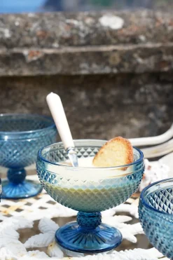 Set 6 Copas Cristal Helado Azul Oscuro Picos
