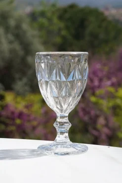 Set 6 Copas Cristal Transparente Rombos