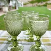 Set 6 Copas Cristal Verde Picos